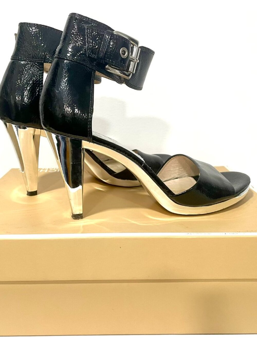 MICHAEL- by Michael Kors Black Patent Leather High Heels- 9M